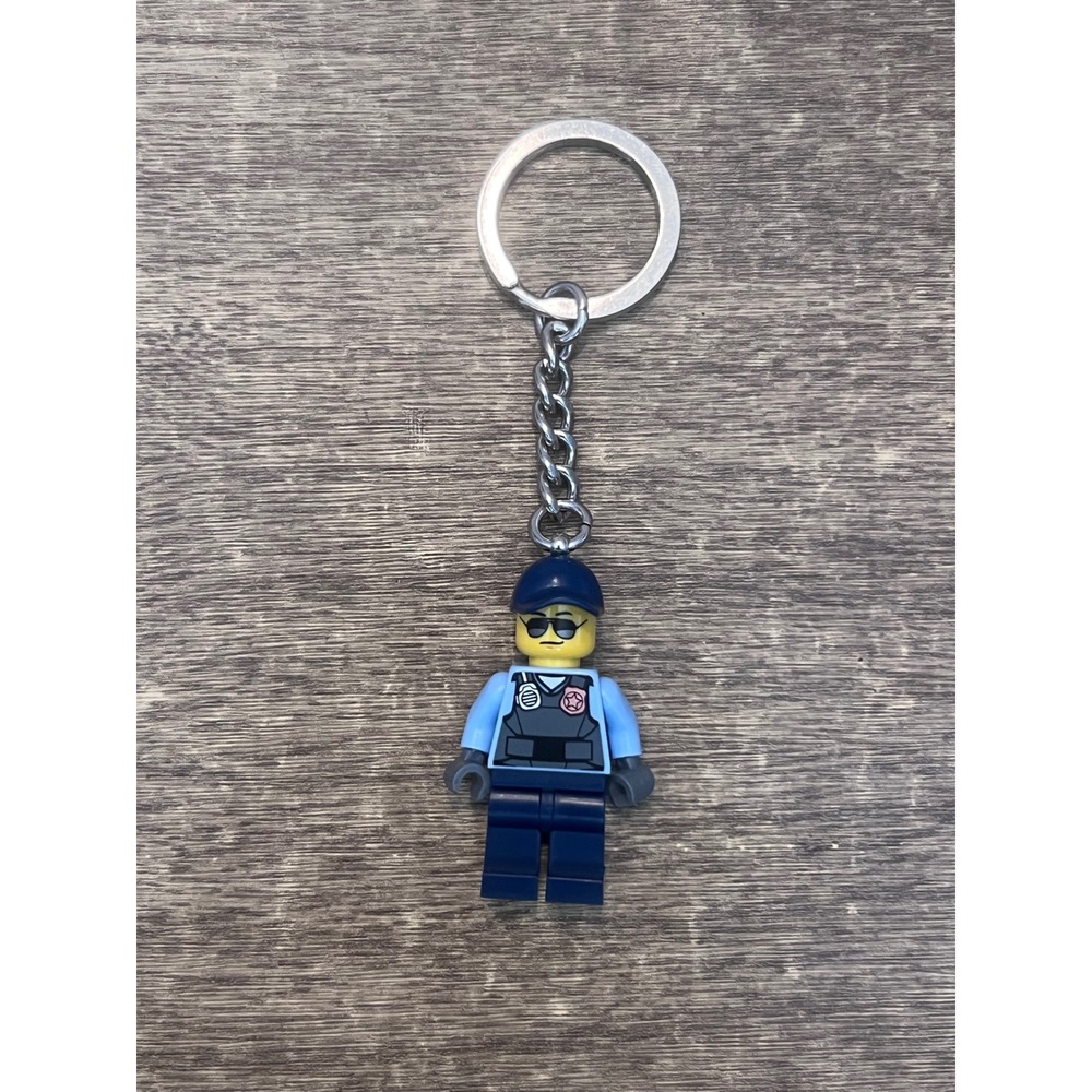 Lego City Prison Guard Mini Figure Keychain Keyring Bag Charm Loose Used